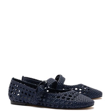 Load image into Gallery viewer, Verona Macrame Ballet Flat In Navy Leather