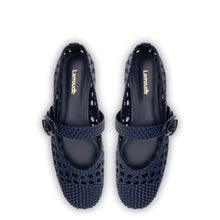 Load image into Gallery viewer, Verona Macrame Ballet Flat In Navy Leather