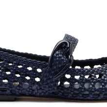 Load image into Gallery viewer, Verona Macrame Ballet Flat In Navy Leather