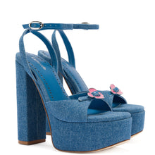 Load image into Gallery viewer, Daisy Platform In Blue Stoned Denim