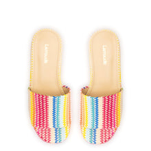 Load image into Gallery viewer, Alex Flatform Mule In Rainbow Raffia