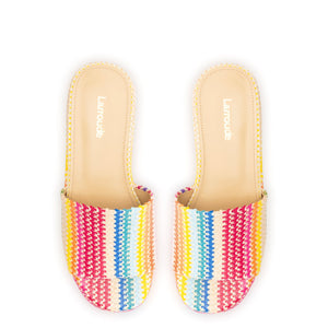 Alex Flatform Mule In Rainbow Raffia