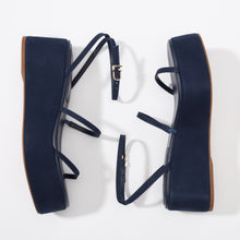 Load image into Gallery viewer, Gio Flatform Sandal In Navy Suede