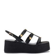 Load image into Gallery viewer, Harmony Flatform Sandal In Black Raffia