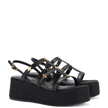 Load image into Gallery viewer, Harmony Flatform Sandal In Black Raffia