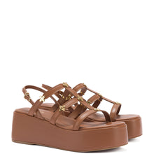 Load image into Gallery viewer, Harmony Flatform Sandal In Caramel Leather