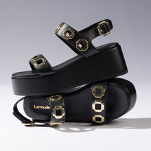 Load image into Gallery viewer, Milan Flatform Sandal In Black Leather