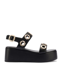 Load image into Gallery viewer, Milan Flatform Sandal In Black Leather