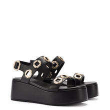 Load image into Gallery viewer, Milan Flatform Sandal In Black Leather