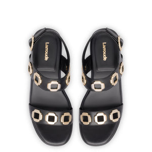 Milan Flatform Sandal In Black Leather