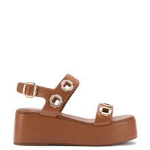 Load image into Gallery viewer, Milan Flatform Sandal In Caramel Leather