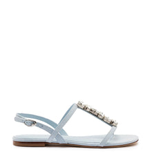 Load image into Gallery viewer, Calypso Flat Sandal In Maya Denim and Crystals