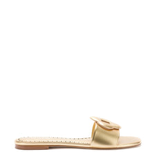 Load image into Gallery viewer, Flora Flat Mule In Gold Metallic Leather