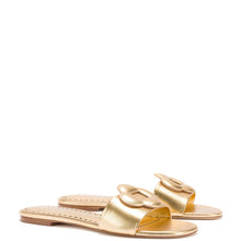 Load image into Gallery viewer, Flora Flat Mule In Gold Metallic Leather