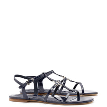 Load image into Gallery viewer, Hana Flat In Navy Patent Leather