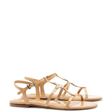 Load image into Gallery viewer, Hana Flat In Tan Patent Leather