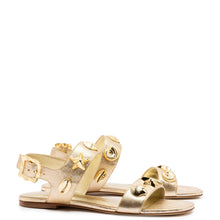 Load image into Gallery viewer, Madison Flat In Gold Metallic Leather