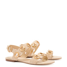 Load image into Gallery viewer, Milan Flat Sandal In Beige Raffia