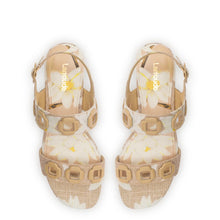 Load image into Gallery viewer, Milan Flat Sandal In Beige Printed Raffia