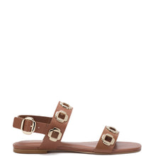 Load image into Gallery viewer, Milan Flat Sandal In Caramel Leather