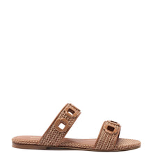 Load image into Gallery viewer, Milan Flat Mule In Caramel Wave Raffia