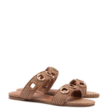 Load image into Gallery viewer, Milan Flat Mule In Caramel Wave Raffia