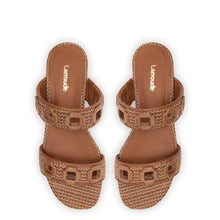 Load image into Gallery viewer, Milan Flat Mule In Caramel Wave Raffia