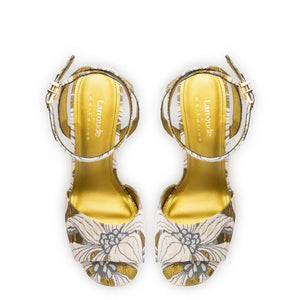 Larroudé x Markarian Wedge In Gold Floral Dutel