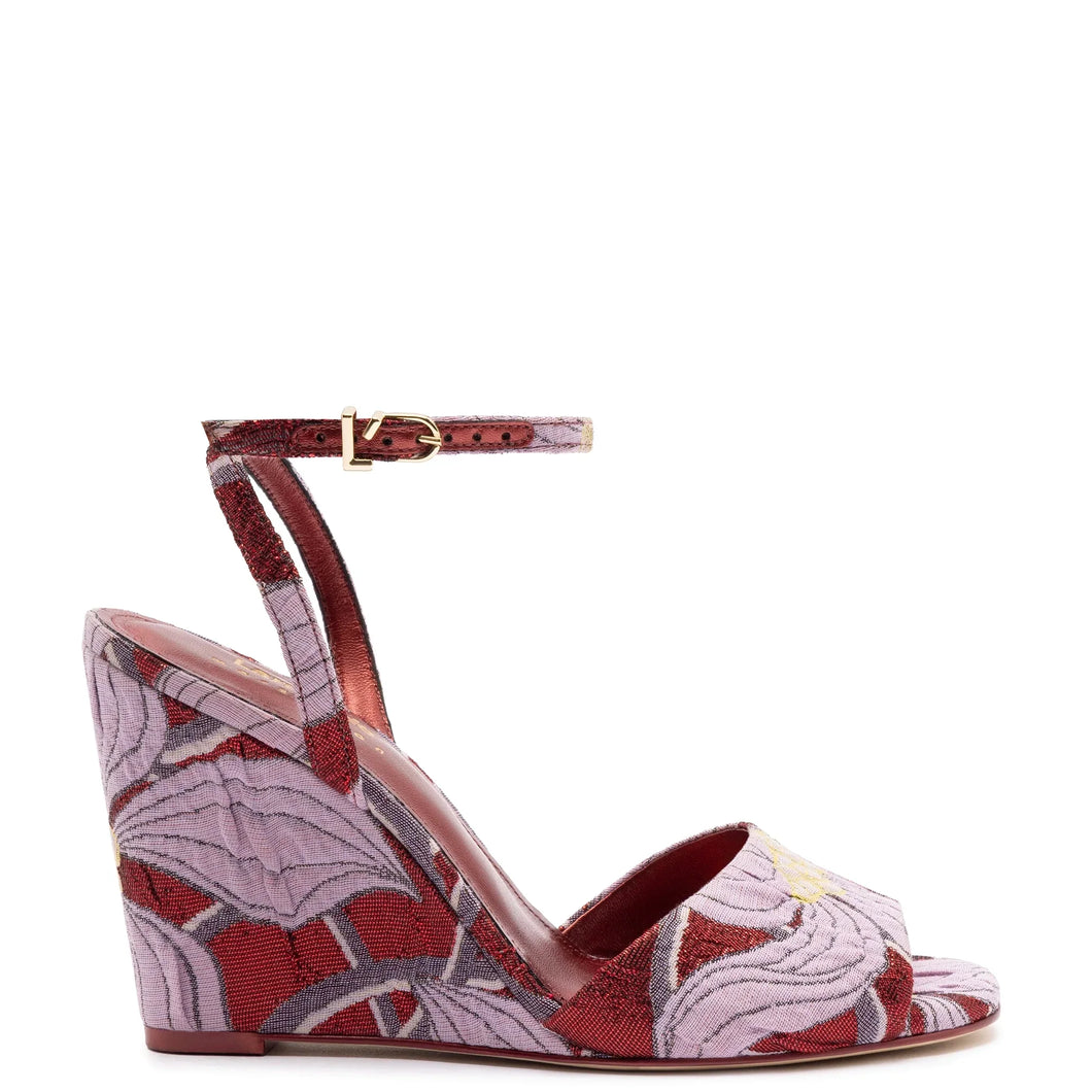 Larroudé x Markarian Wedge In Red Floral Dutel