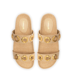 Milan Slide In Beige Raffia