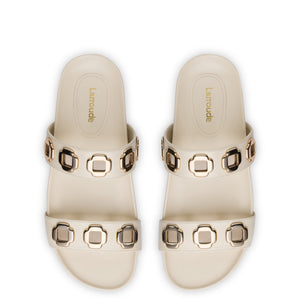 Milan Slide In Ivory Leather