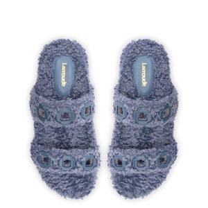 Milan Slide In Blue Faux Fur