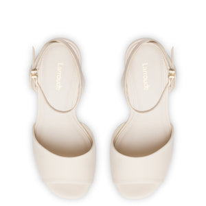 Yves Wedge In Ivory Leather