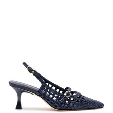 Load image into Gallery viewer, Ines Macrame Pump In Navy Leather