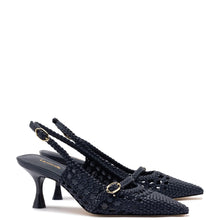 Load image into Gallery viewer, Ines Macrame Pump In Navy Leather