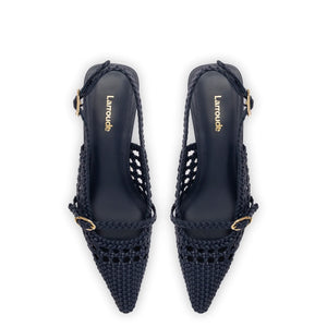 Ines Macrame Pump In Navy Leather