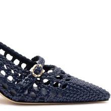 Load image into Gallery viewer, Ines Macrame Pump In Navy Leather