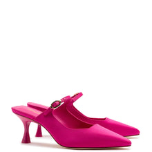 Load image into Gallery viewer, Ines Mule In Magenta Satin