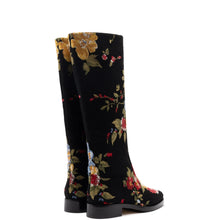 Load image into Gallery viewer, Larroudé x Markarian Flat Boot In Black Wool and Floral Embroidery