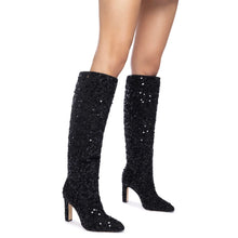 Load image into Gallery viewer, Cindy Hi Boot In Black Sequins