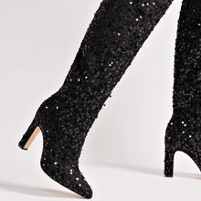 Load image into Gallery viewer, Cindy Hi Boot In Black Sequins