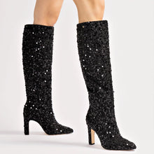 Load image into Gallery viewer, Cindy Hi Boot In Black Sequins