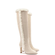 Load image into Gallery viewer, Cindy Hi Faux Fur Boot In Grey Mushroom Suede and Natural Shearling