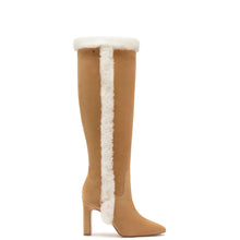 Load image into Gallery viewer, Cindy Hi Faux Fur Boot In Peanut Suede and Natural Shearling