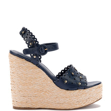 Load image into Gallery viewer, Jasmine Wedge In Navy Leather