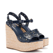 Load image into Gallery viewer, Jasmine Wedge In Navy Leather