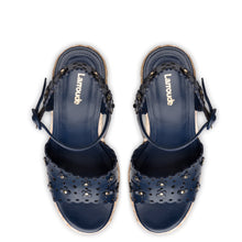 Load image into Gallery viewer, Jasmine Wedge In Navy Leather