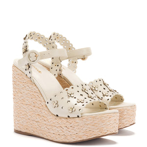 Jasmine Wedge In Ivory Leather