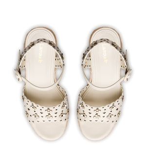 Jasmine Wedge In Ivory Leather