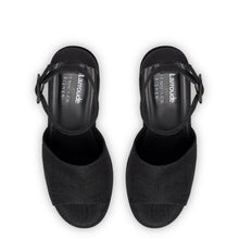 Load image into Gallery viewer, Larroudé x Jennifer Fisher Wedge Sandal In Black Raffia